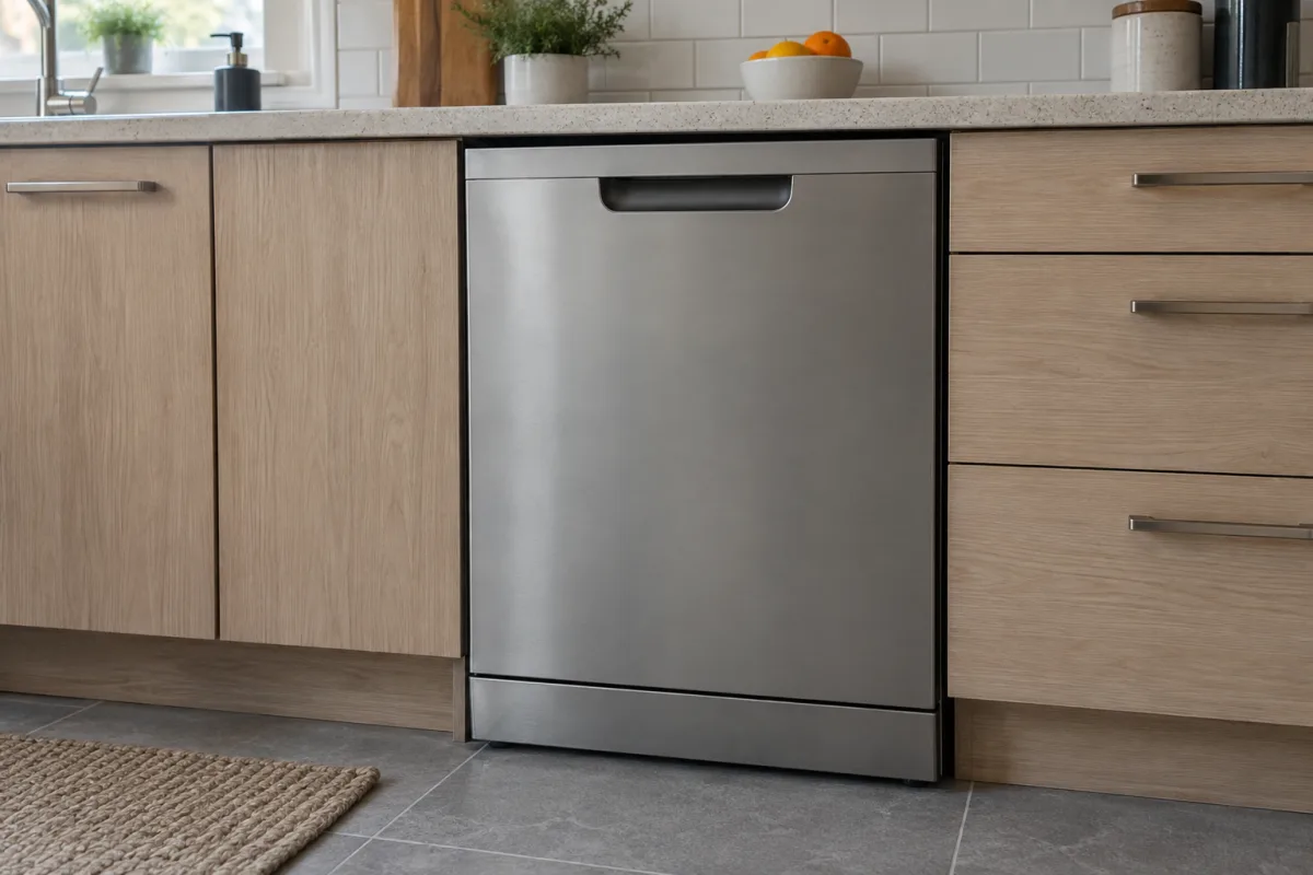 Посудомоечная машина Electrolux со стальным фасадом в кухонном гарнитуре